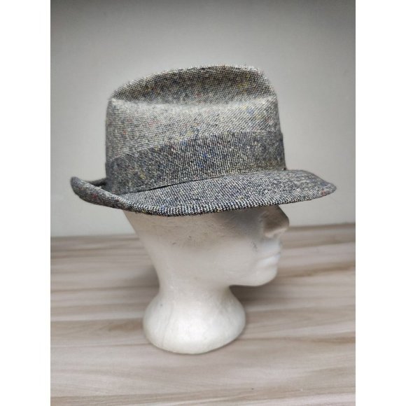 Vintage Men's United Hatters Cap Millinery Union Tweed Fedora Hat Sz 7 Feather - Picture 3 of 9